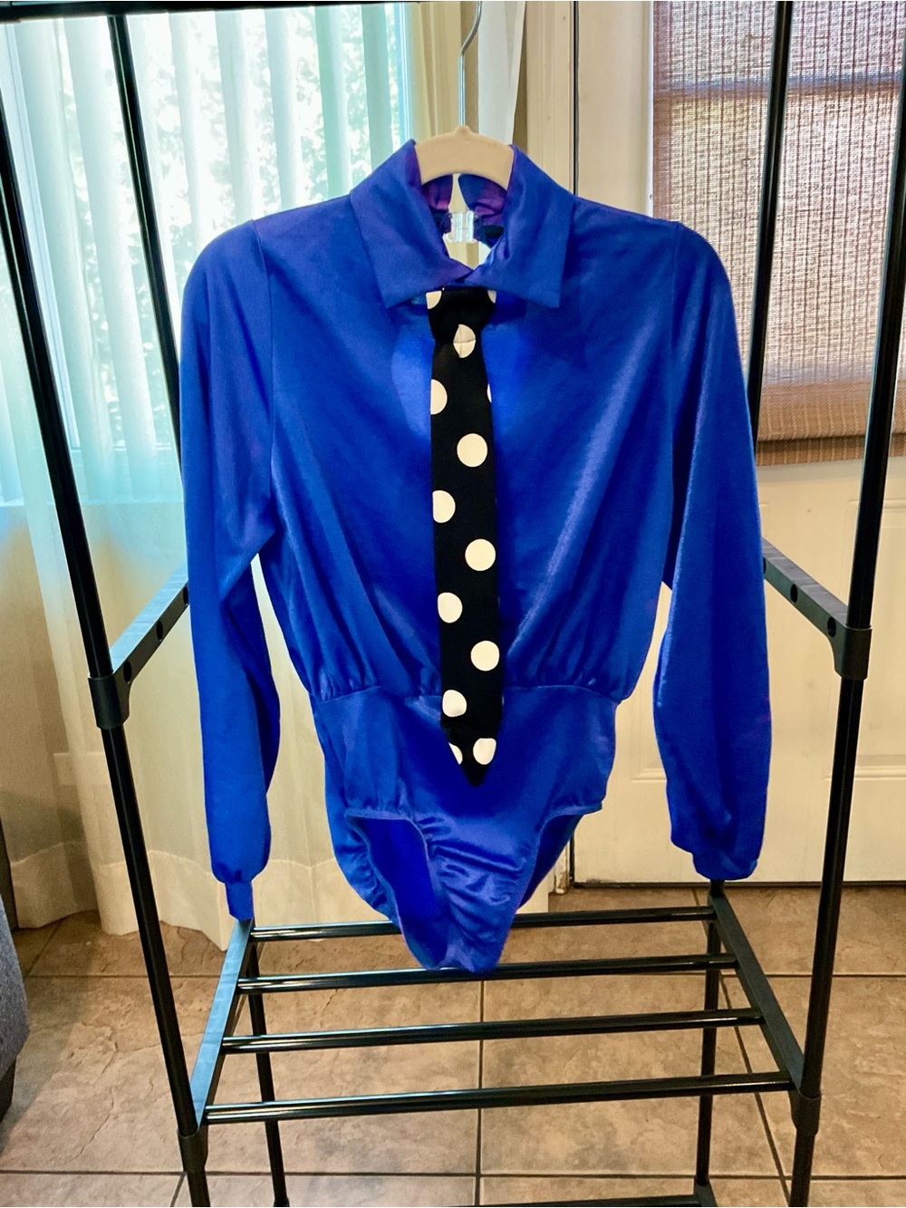 Blue Polka Dot Tie Dance Leotard - Kids Costume